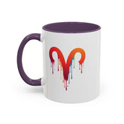 Rainbow Drip Heart Coffee Mug — Colorful Art Accent Mug