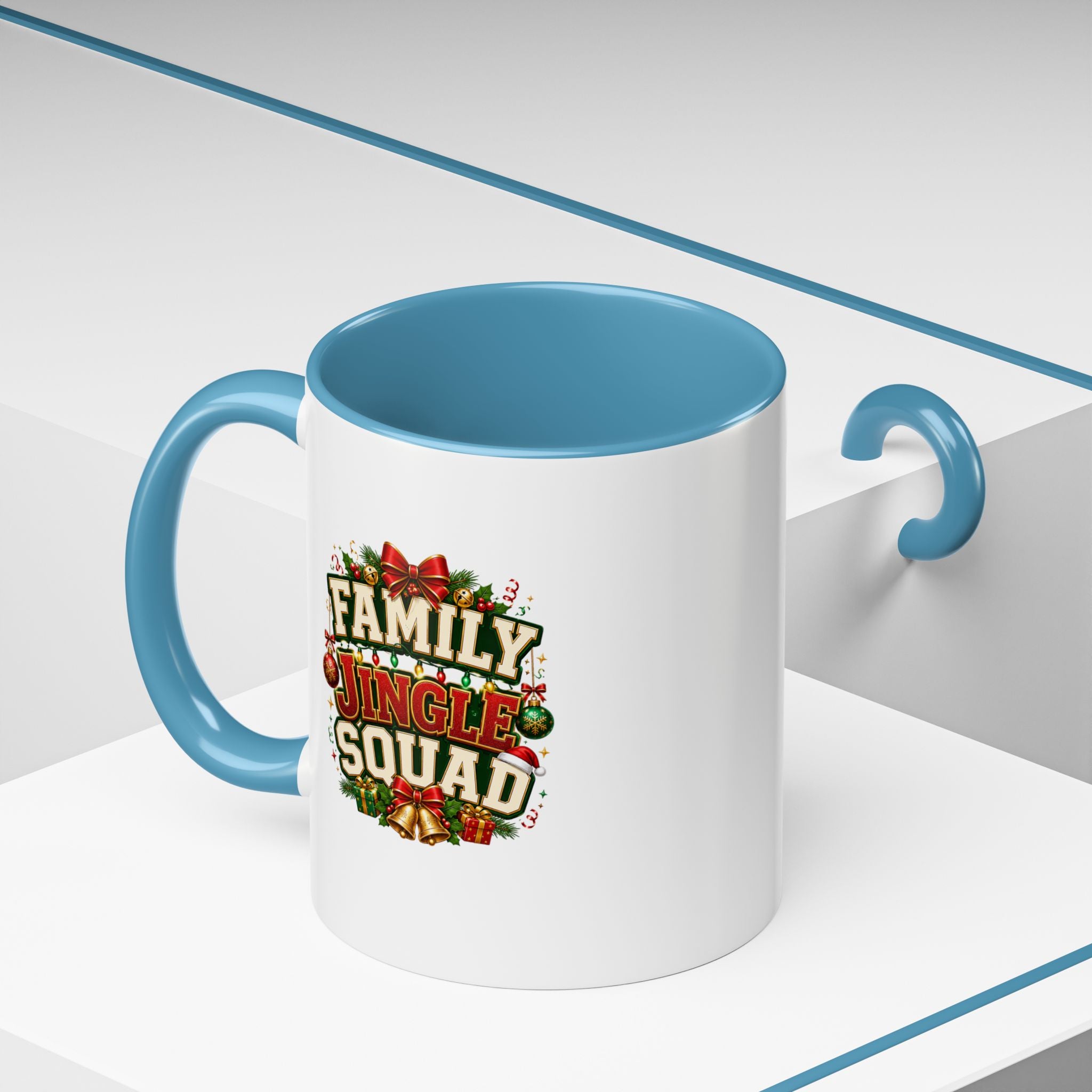 Family Jingle Squad Accent Coffee Mug — Christmas Holiday Coffee Cup