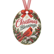 Christmas Blessings Metal Ornament — Cardinal Holiday Tree Decoration