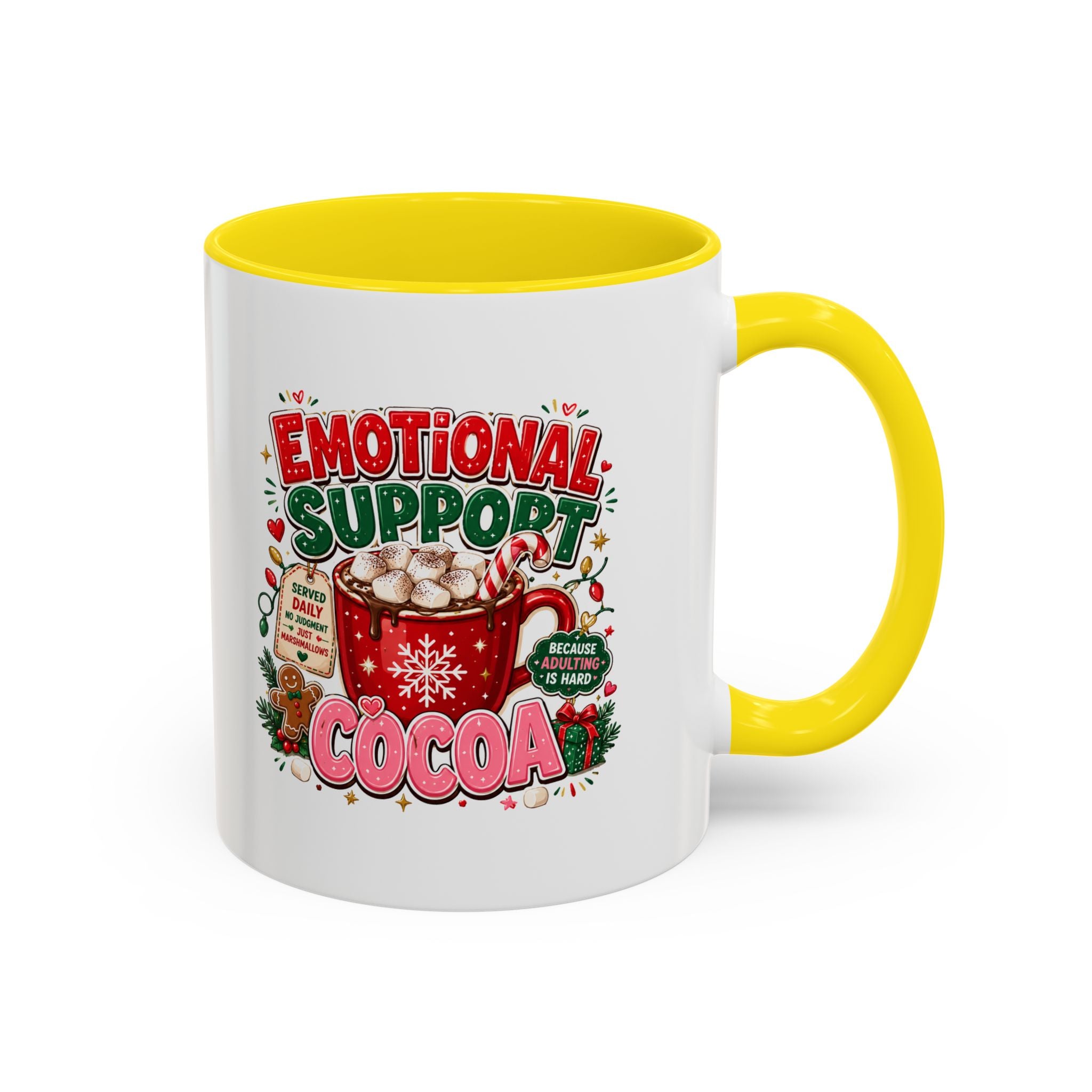 Modern Day Christmas  Emotional Support Cocoa Mug — Festive Hot Chocolate Christmas Coffee Cup (11/15oz)