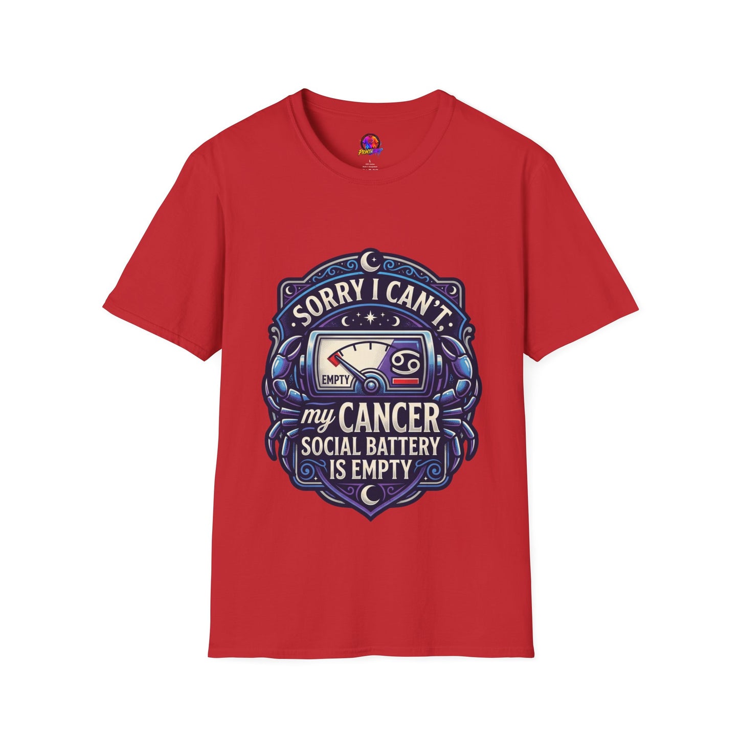 Cancer Support T-Shirt — "Sorry I Can't, My Cancer Social Battery Is Empty"