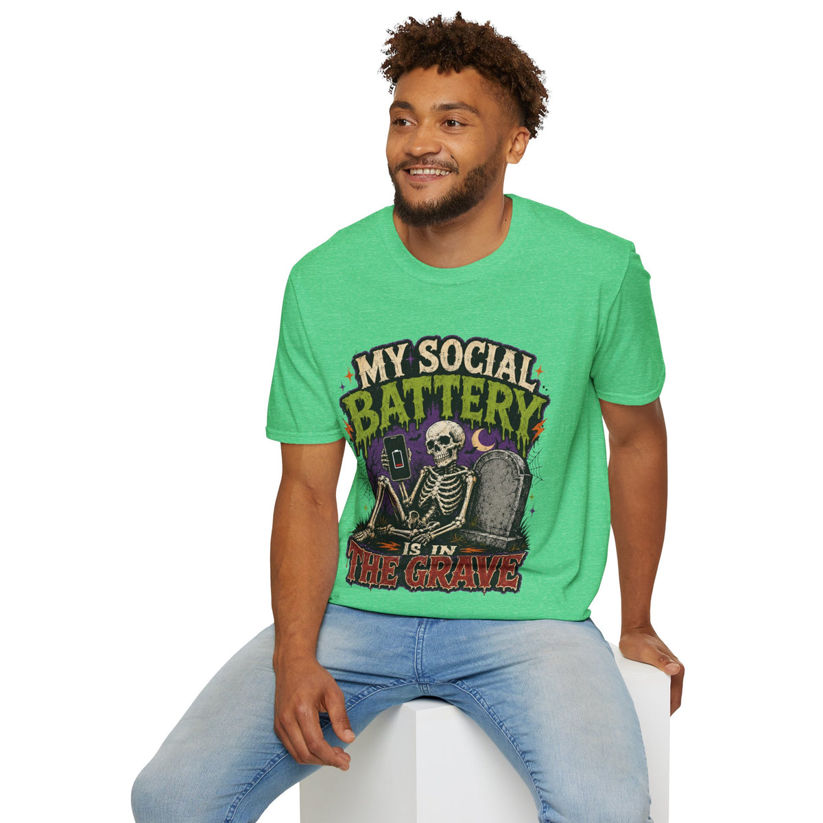 Halloween My Social Battery Unisex Softstyle T-Shirt