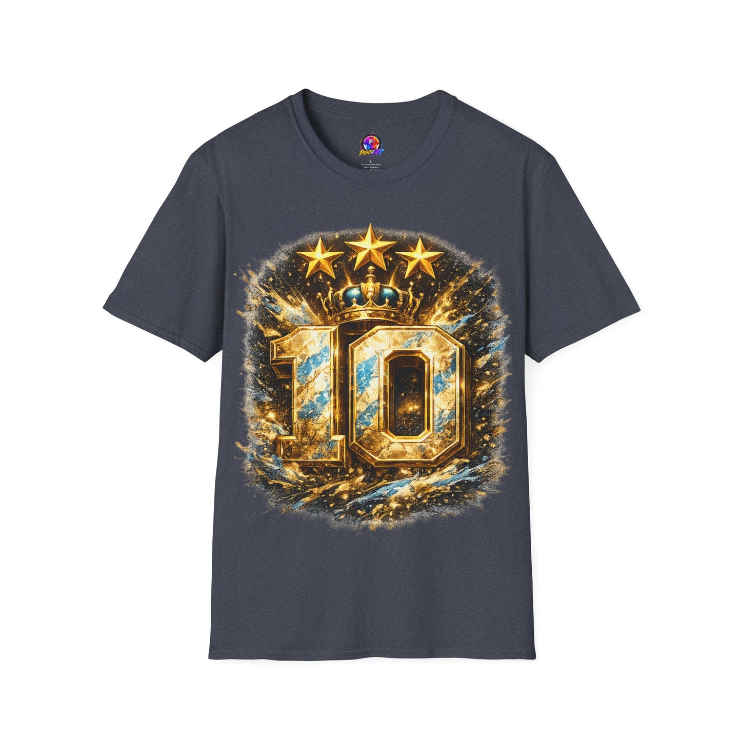 Argentina, MESSI #10 T-Shirt — Gold Crown '10' Victory Graphic Tee
