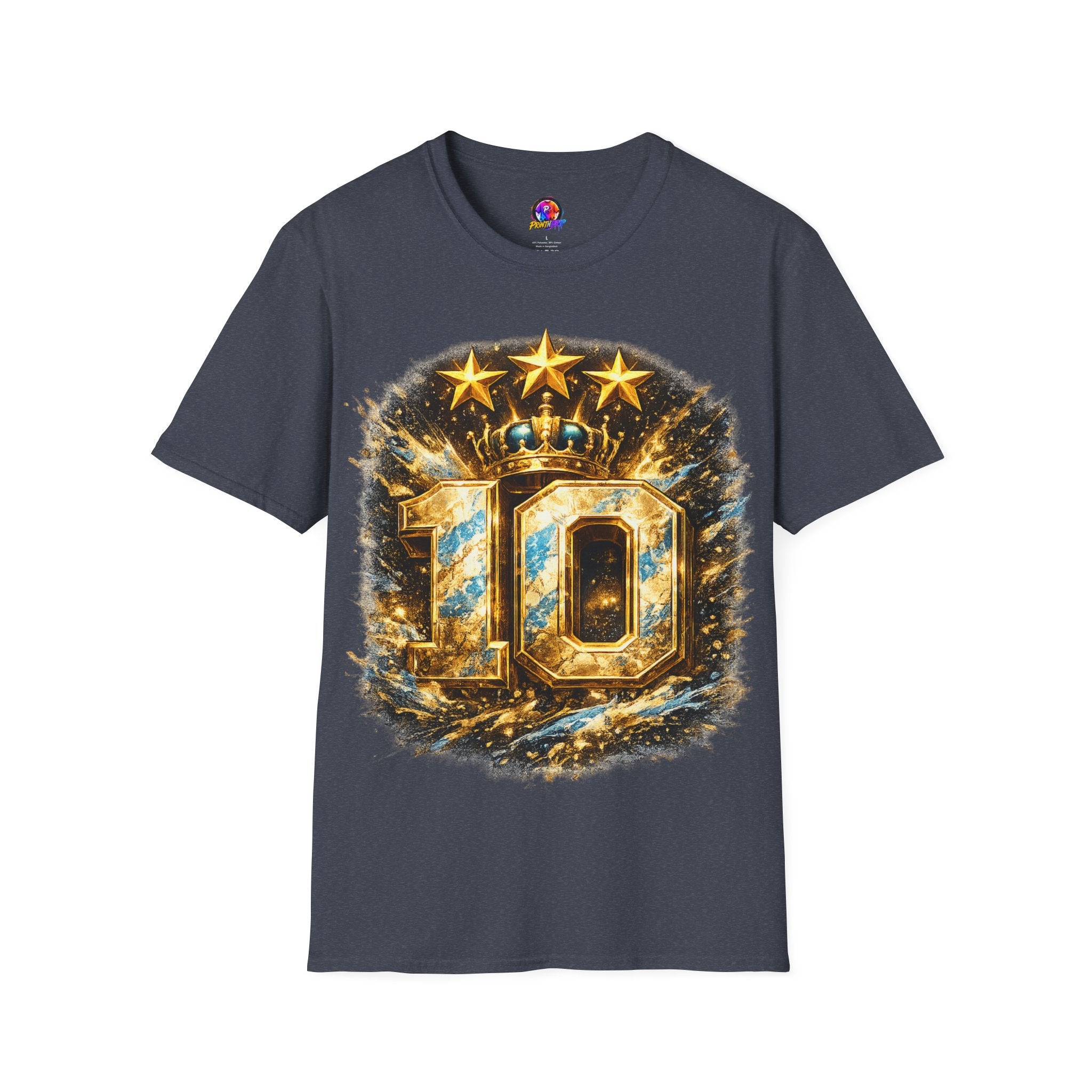 Argentina, MESSI #10 T-Shirt — Gold Crown '10' Victory Graphic Tee