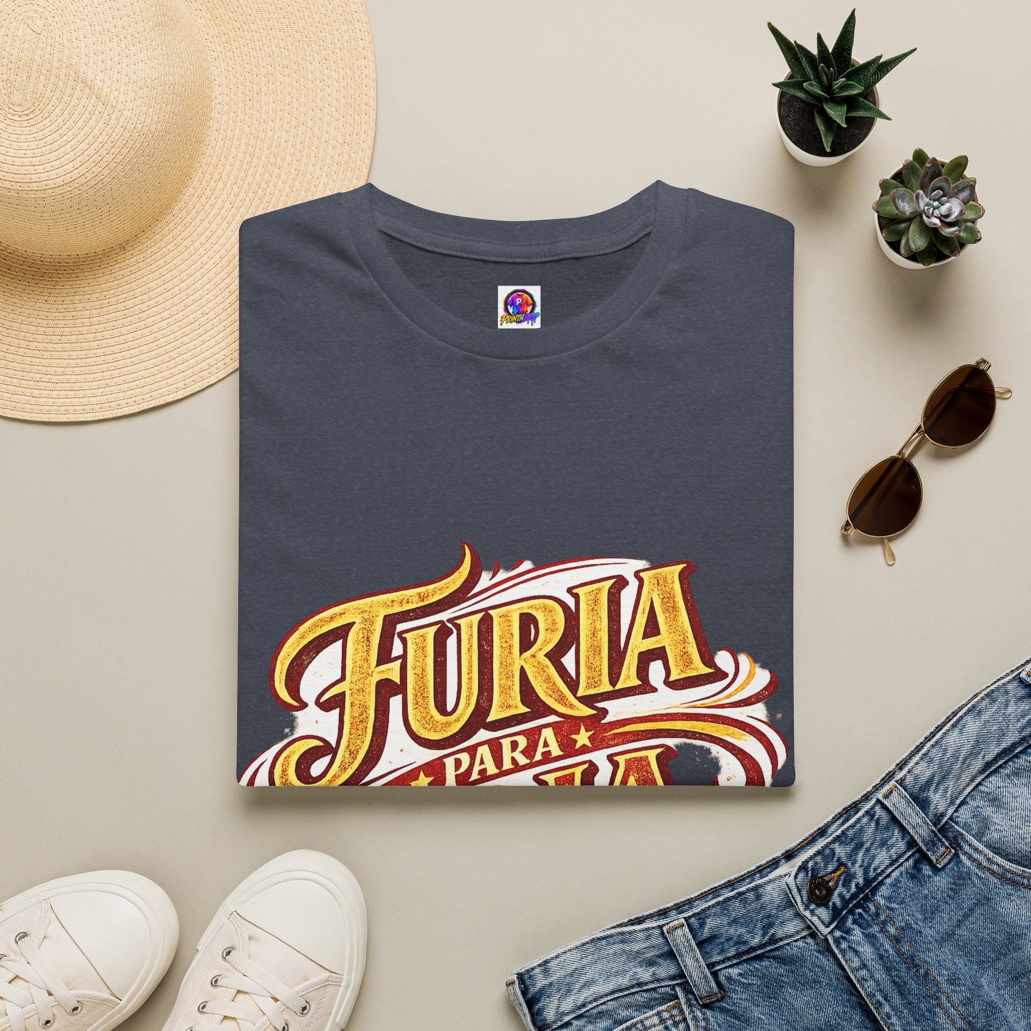 Spain Furia Para Roja Graphic T-Shirt — Bold Spanish Script Tee for Fans & Celebrations