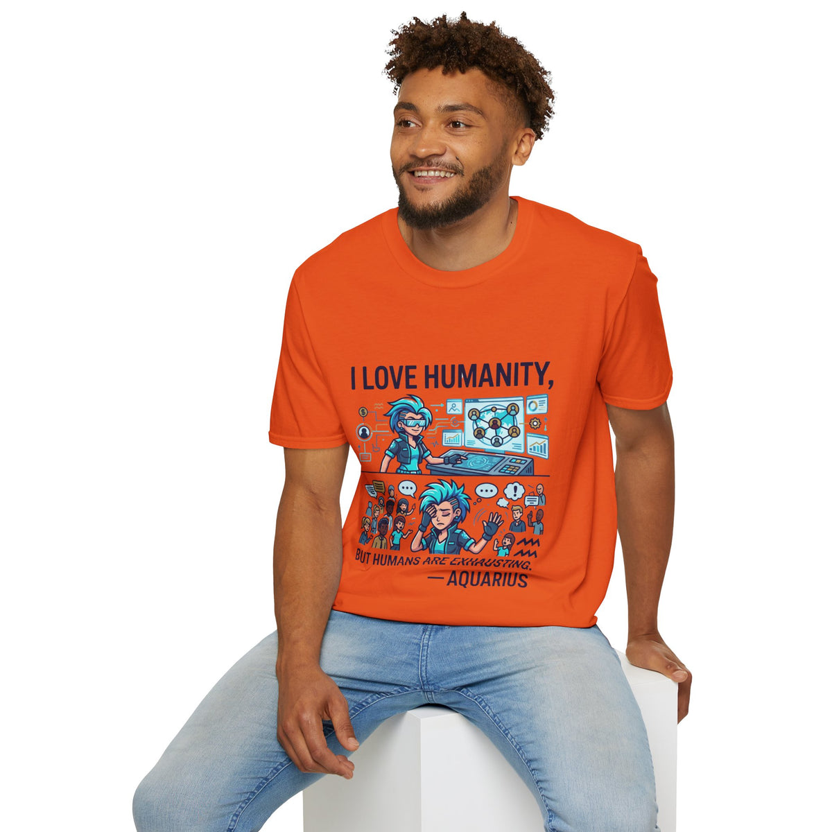 Aquarius Zodiac I Love Humanity T-Shirt — Funny Aquarist Marine Biologist Tee
