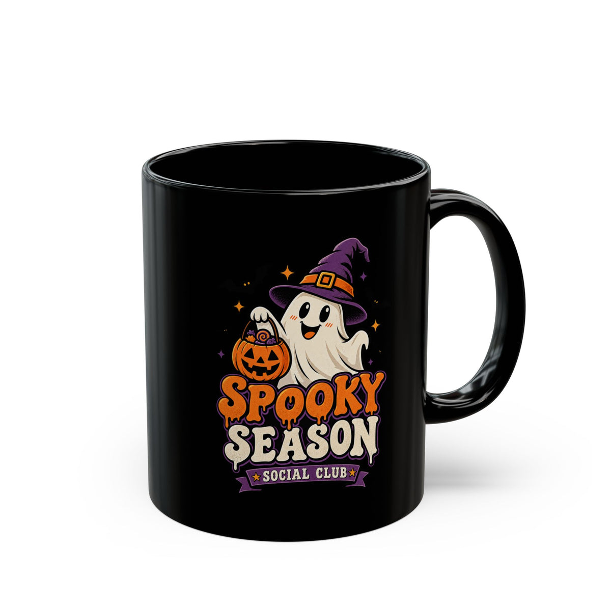 Spooky Season Mug — Halloween Ghost Pumpkin Black Coffee Cup