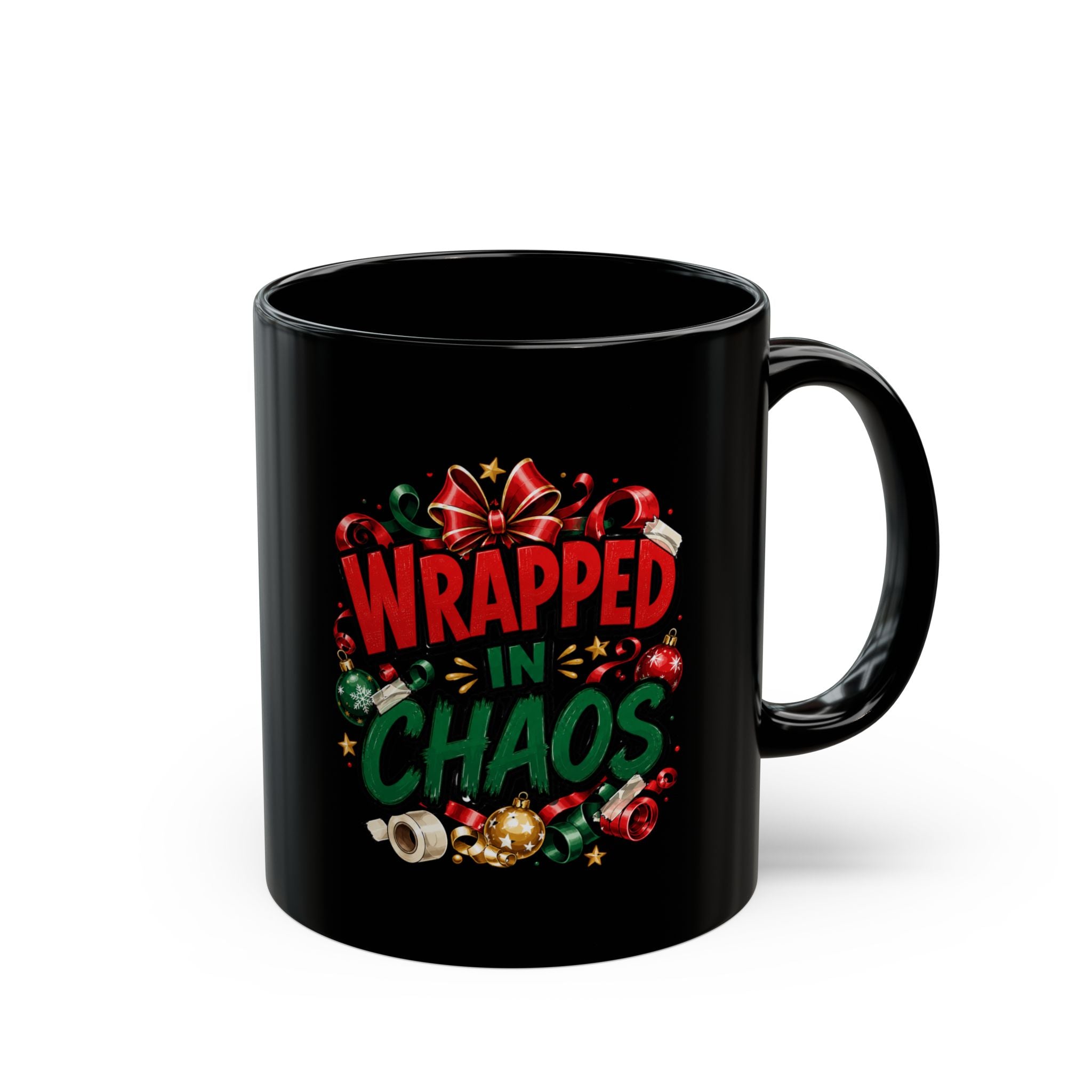Wrapped in Chaos Christmas Mug — Funny Holiday Coffee Cup