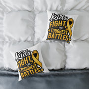 Childhood Cancer Kids Fight the Toughest Battles Gold Ribbon Pillow