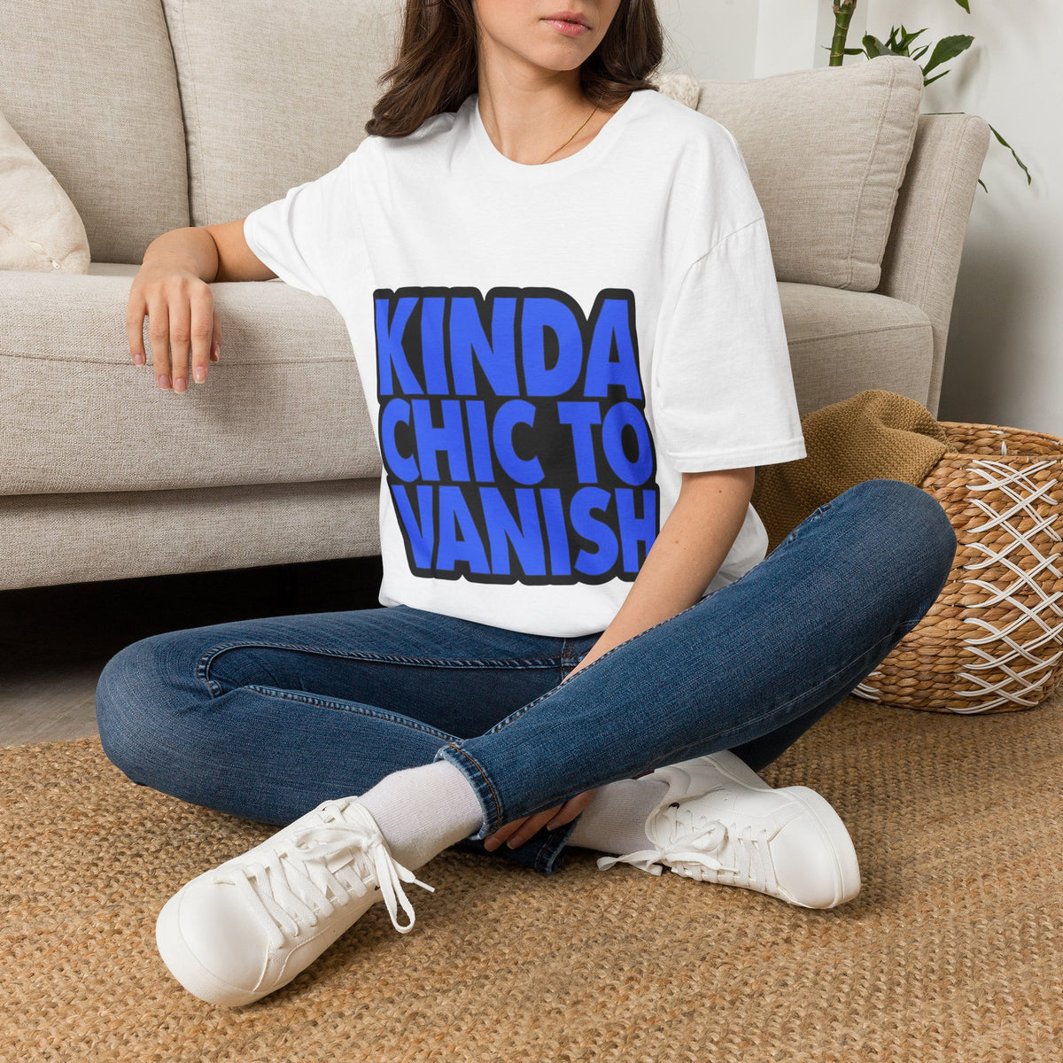 "Kinda Chic To Vanish" Bold Blue Typography Graphic Tee - Trending Now - September 2026