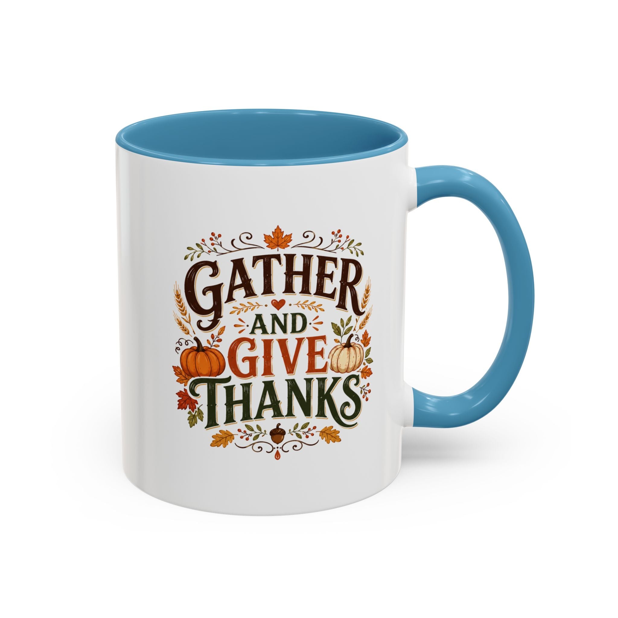 Thanksgiving Mug Gather and Give Thanks Coffee Mug — Thanksgiving Accent Mug