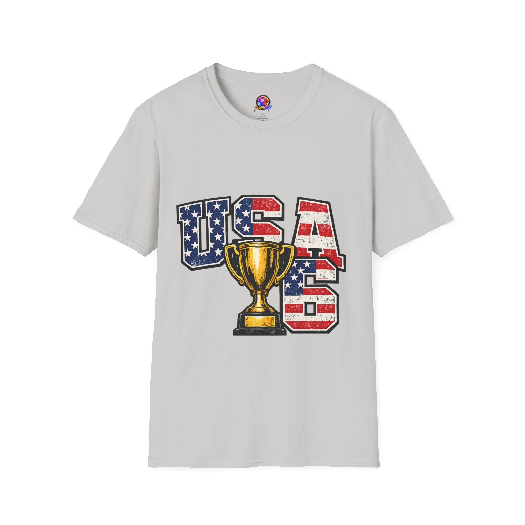 USA Trophy T-Shirt — Patriotic American Flag Graphic Tee