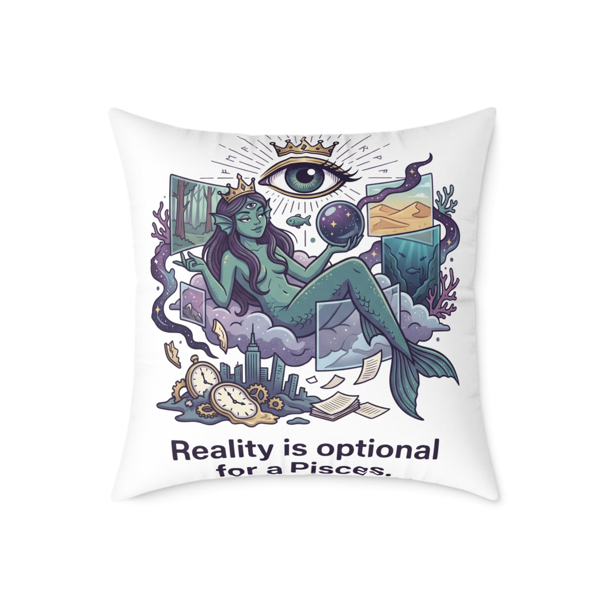 Pisces Zodiac Reality Is Optional Square Poly Canvas Pillow