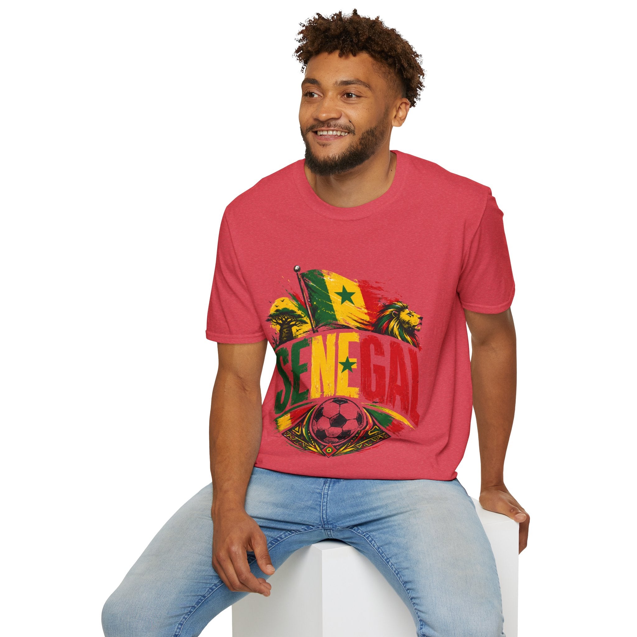 Senegal Flag Soccer T-Shirt — Lion & Football Pride Tee