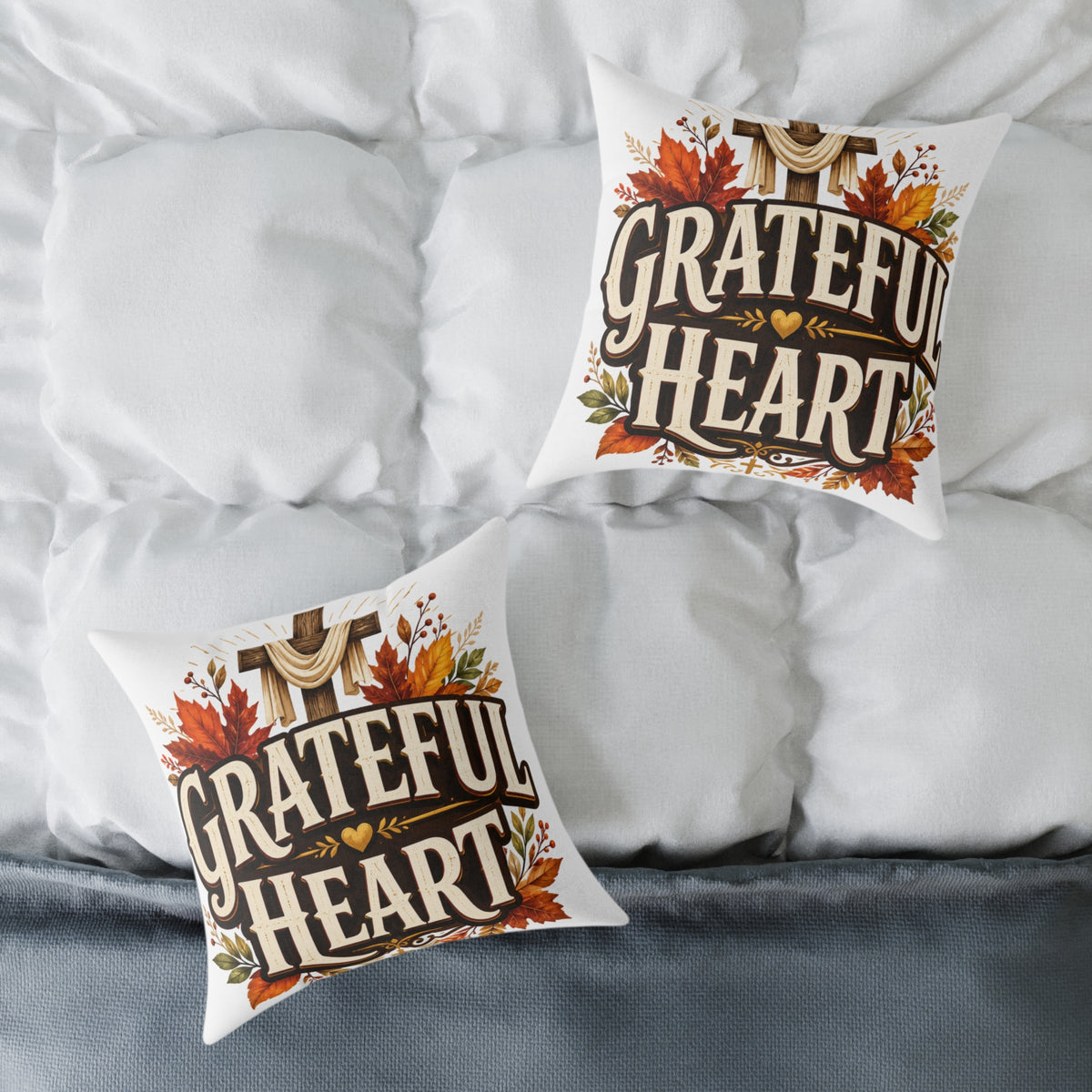 Thanksgiving Grateful Heart Fall Throw Pillow — Autumn Decorative Accent for Thanksgiving