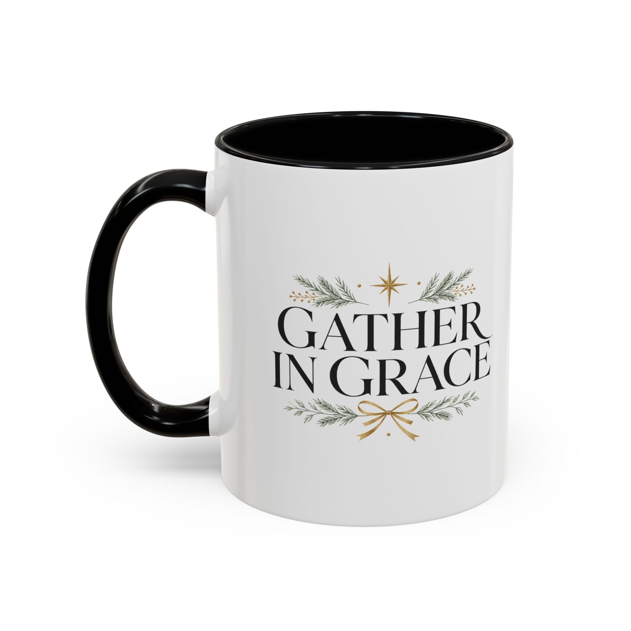 Christmas Gather in Grace Coffee Mug — Inspirational Holiday Accent Mug
