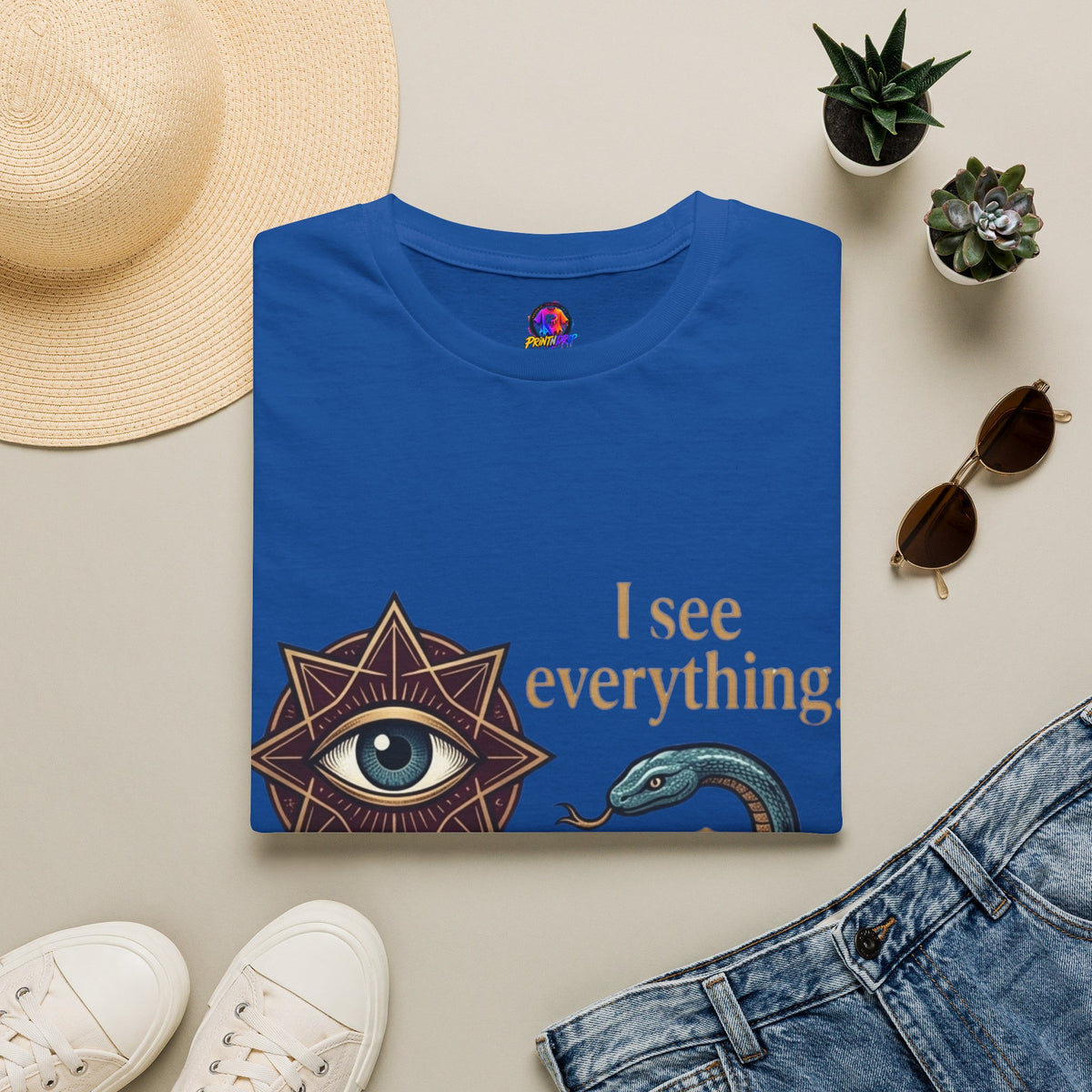 Scorpio “I See Everything” Zodiac T‑Shirt — Astrological Snake & All‑Seeing Eye Design