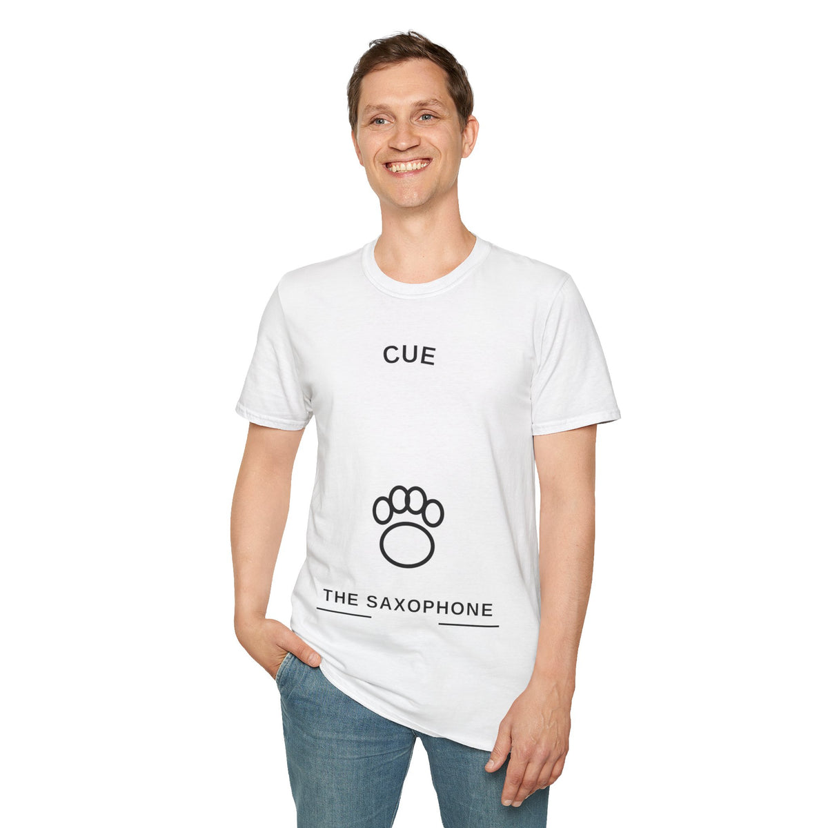 Cue The Saxophone Paw Print T-Shirt - Minimalist Pet Lover Jazz Tee - Trending Now - September 2026