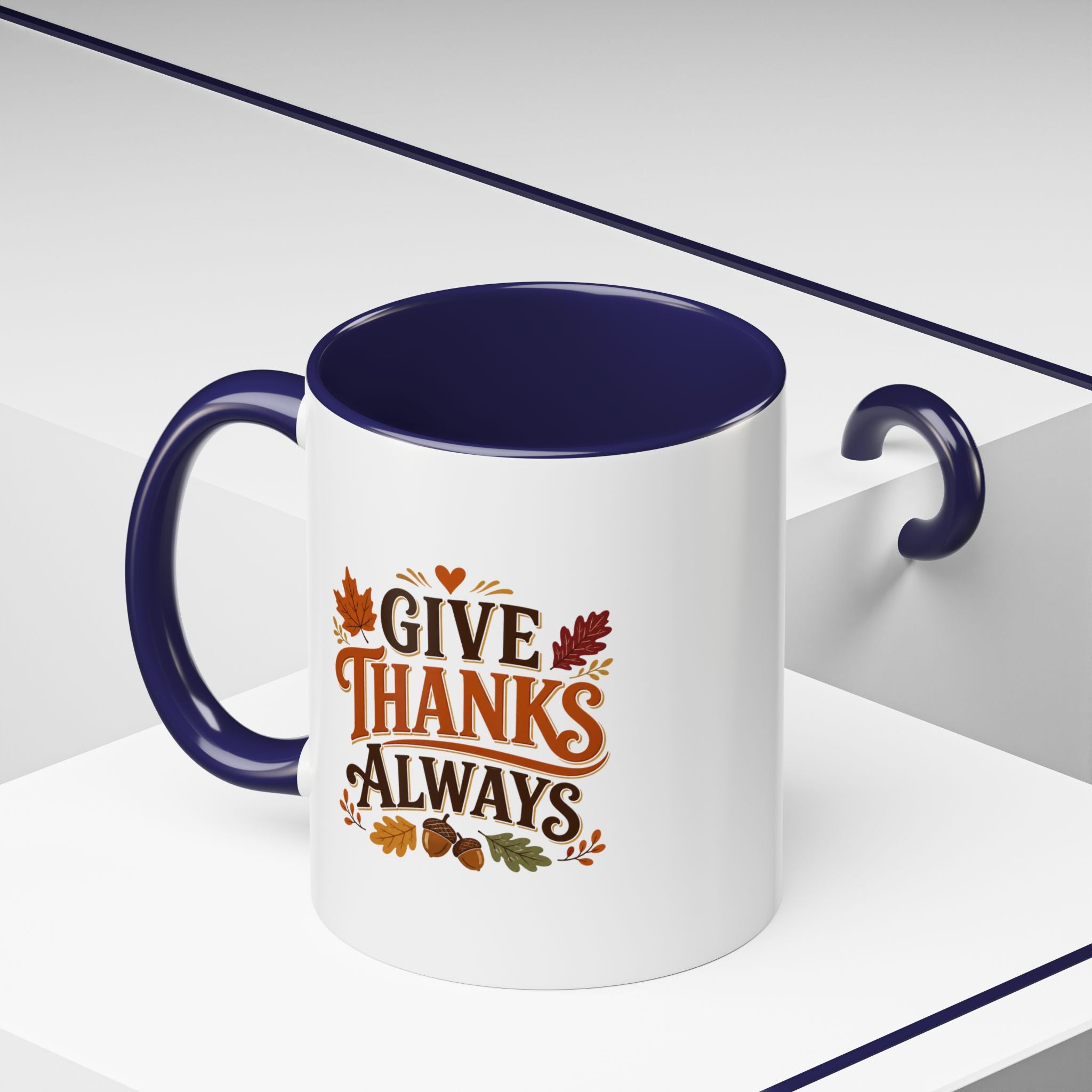 Thanksgiving Mug Give Thanks Always Accent Coffee Mug — Thanksgiving Autumn Ceramic Mug