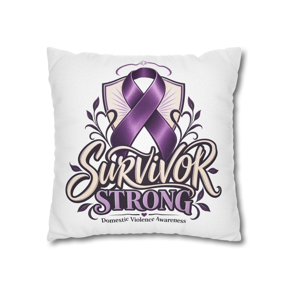 Survivor Strong Domestic Violence Awareness Square Pillowcase