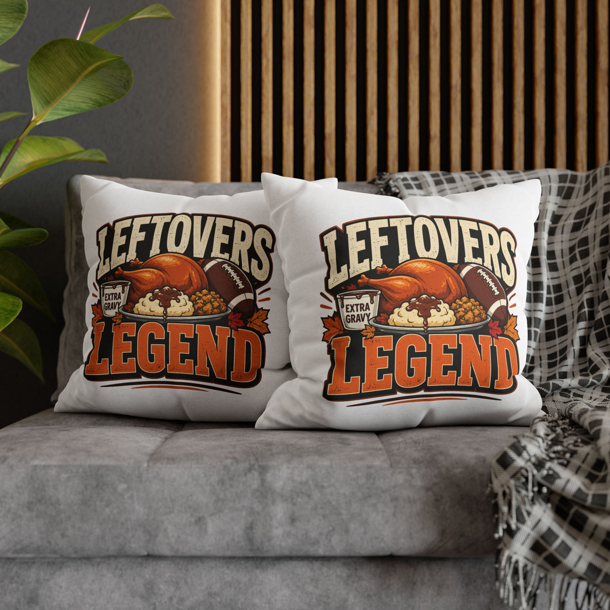Thanksgiving Leftovers Legend Pillow — Thanksgiving Football Turkey Throw Pillowcase