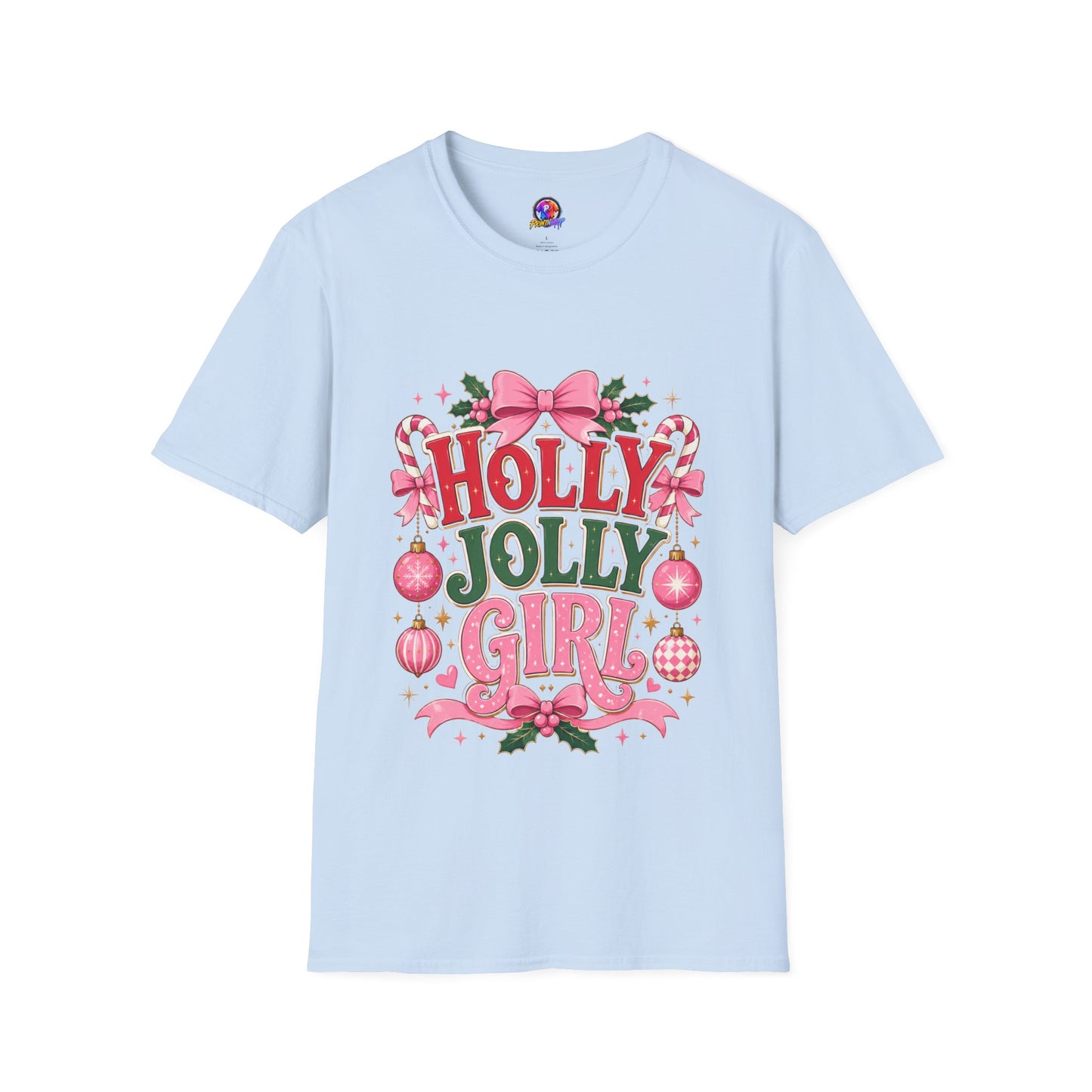 Holly Jolly Girl T-Shirt — Pink Holiday Graphic Tee