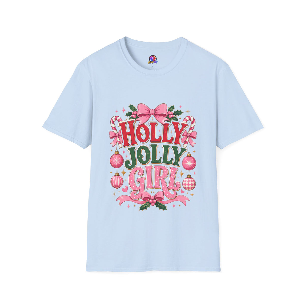 Holly Jolly Girl T-Shirt — Pink Holiday Graphic Tee