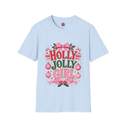 Holly Jolly Girl T-Shirt — Pink Holiday Graphic Tee