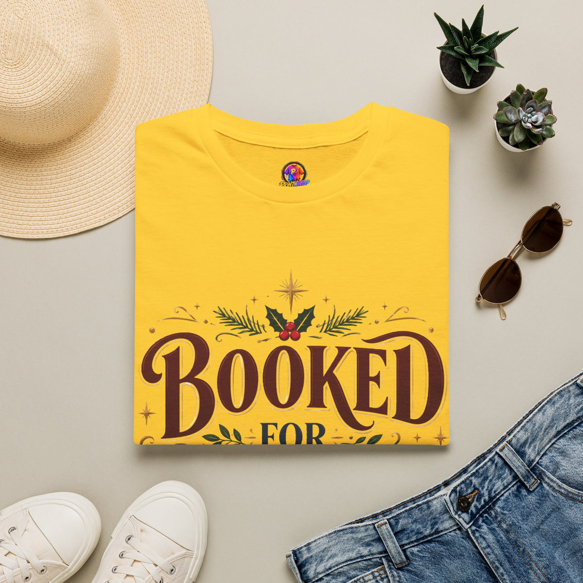 T-Shirt — "Booked for Christmas" Literary Holiday Tee