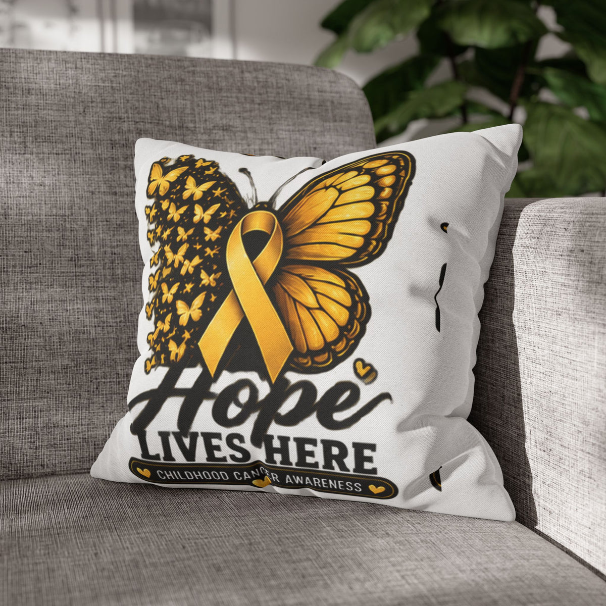 Hope Lives Here Childhood Cancer Awareness Pillowcase