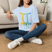 Gemini Drip Zodiac T-Shirt — Rainbow Gemini Symbol Tee