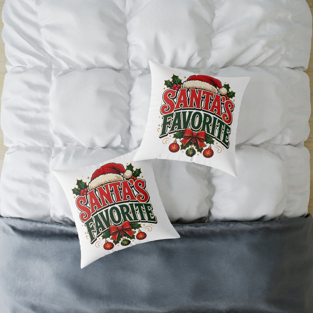 Santa's Favorite Christmas Pillow - Festive Holiday Throw Cushion