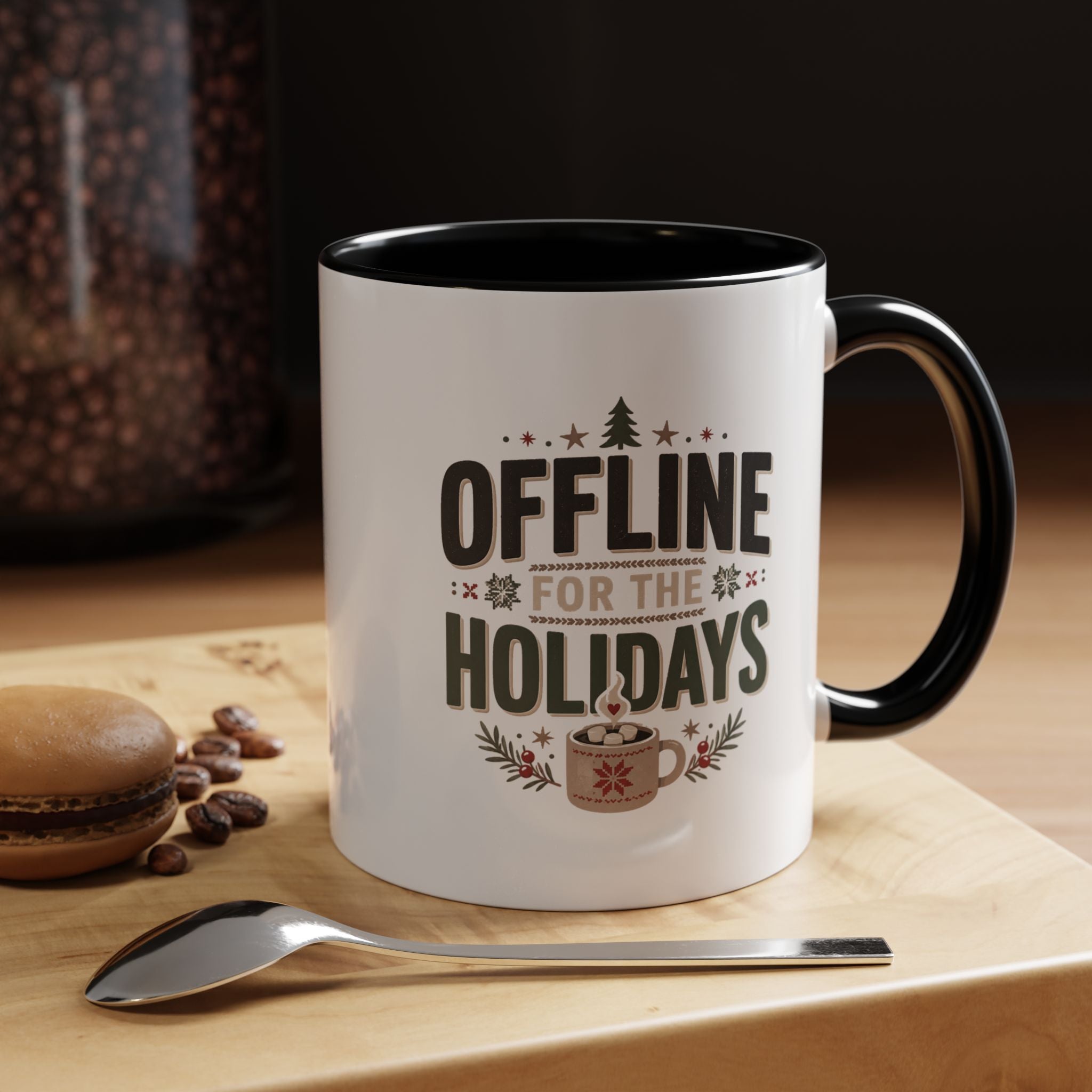 Christmas Holiday Coffee Mug — “Offline for the Holidays” Accent Ceramic Mug