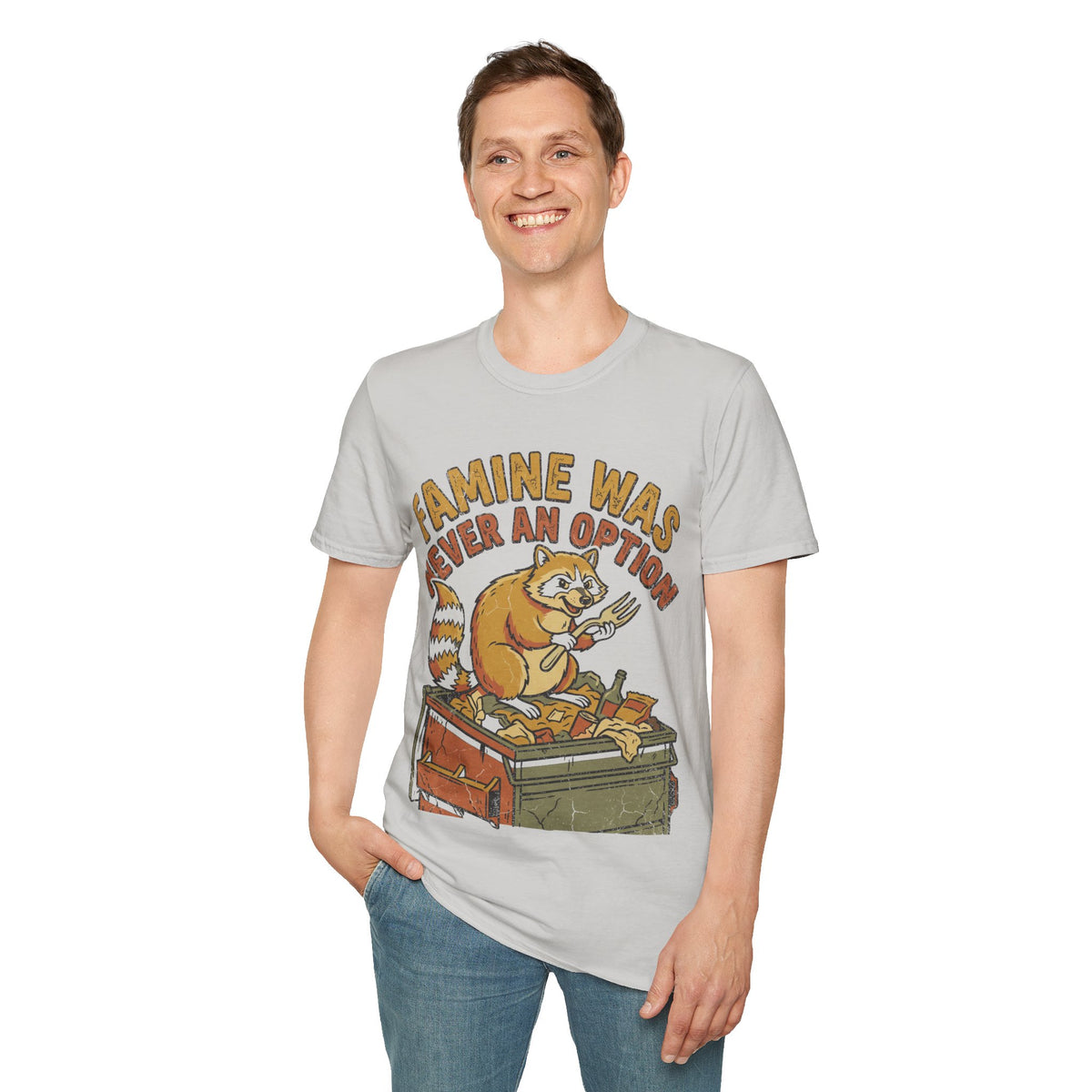 Funny Raccoon T‑Shirt — "Famine Was Never An Option" Retro Graphic Tee - Trending Now - September 2026