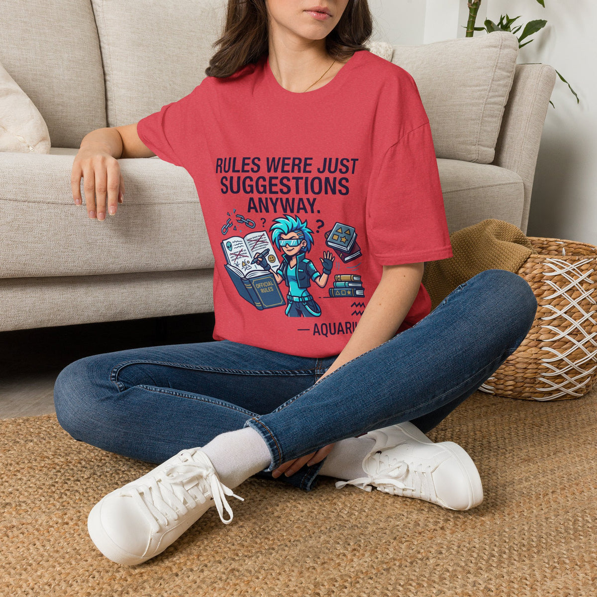 Aquarius Zodiac T‑Shirt — "Rules Were Just Suggestions Anyway" Graphic Tee
