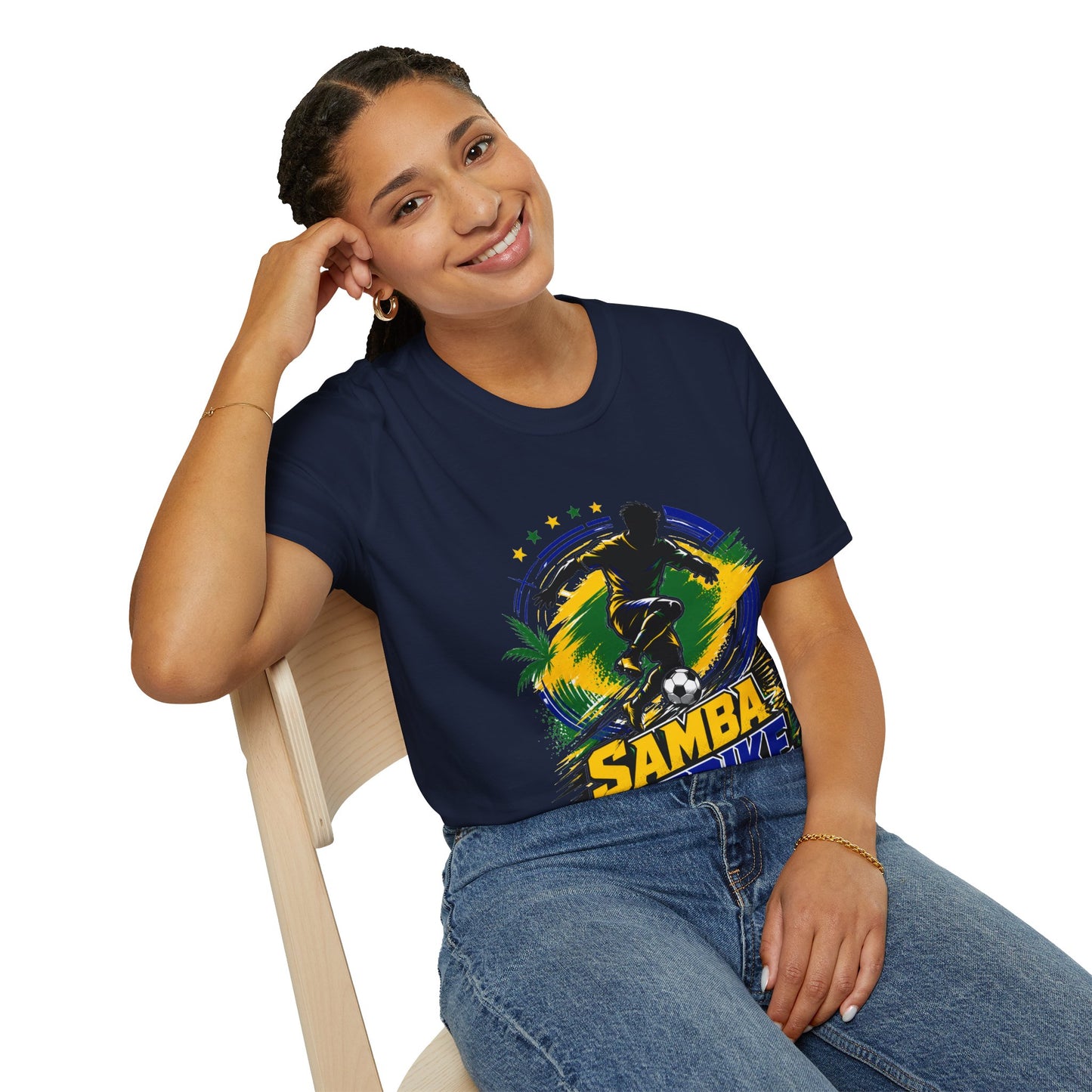 Brazil  Samba Strike Soccer T-Shirt — Brazilian Football Player Graphic Tee