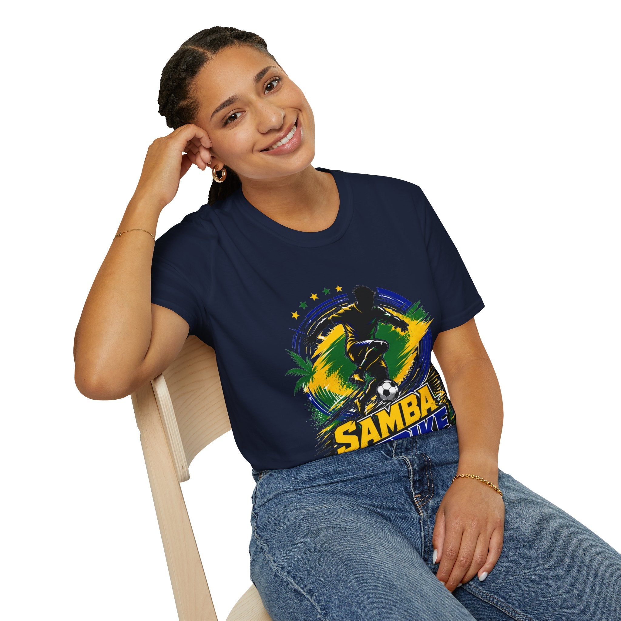 Brazil  Samba Strike Soccer T-Shirt — Brazilian Football Player Graphic Tee
