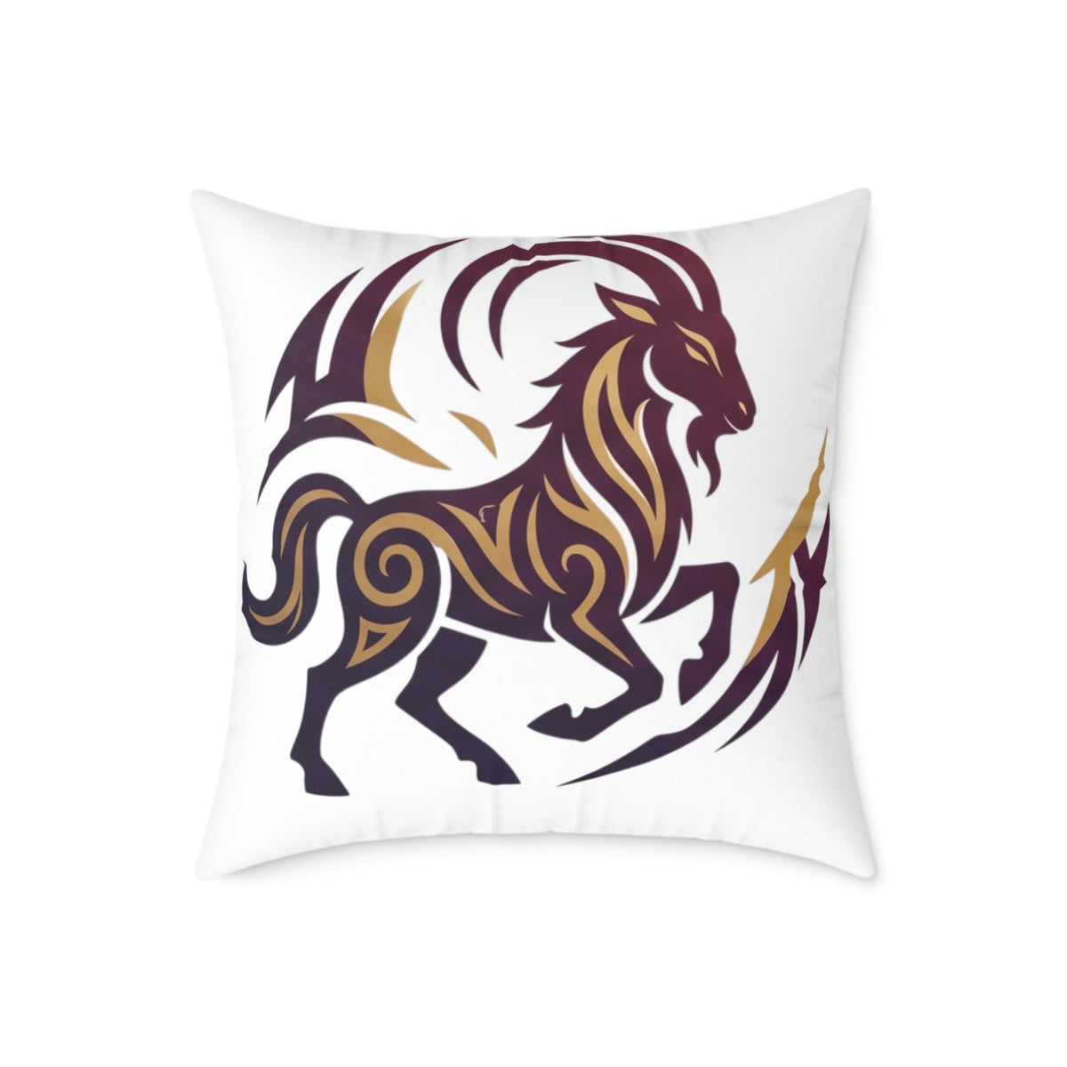 Capricorn Zodiac Tribal Lion Square Throw Pillow — Bold Abstract Mane Accent Cushion
