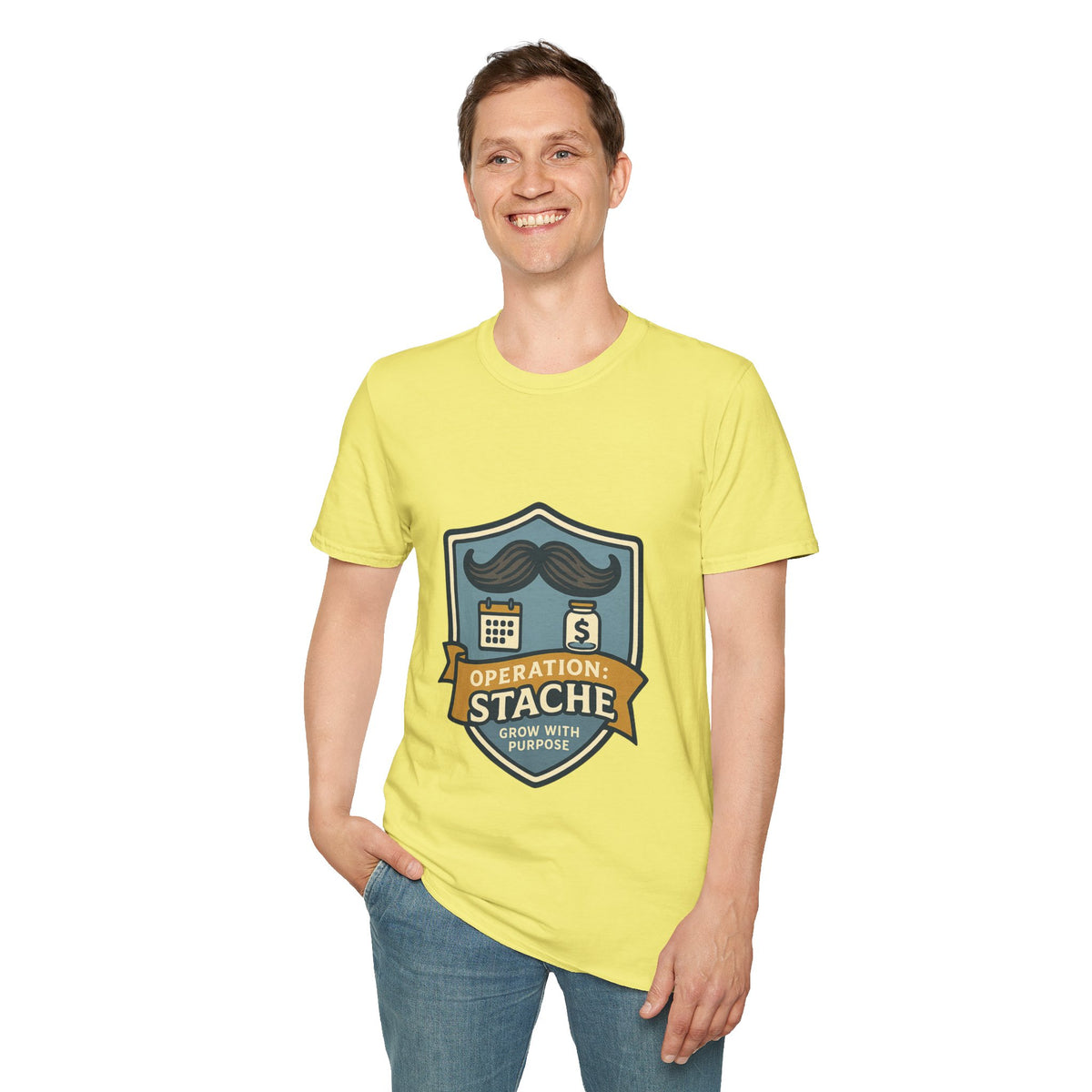 Mustache Badge T-Shirt — Stache Crest Graphic Tee - Trending Now - October 2026