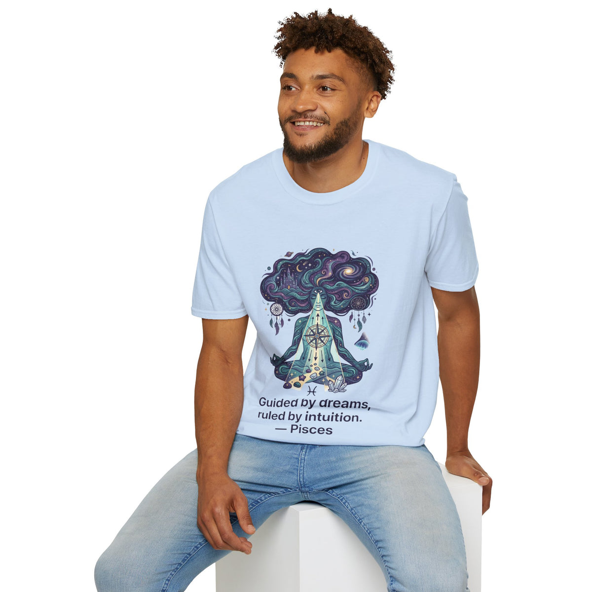 Dreamy Meditation T-Shirt — 'Guided by dreams, ruled by intuition' Spiritual Art Tee