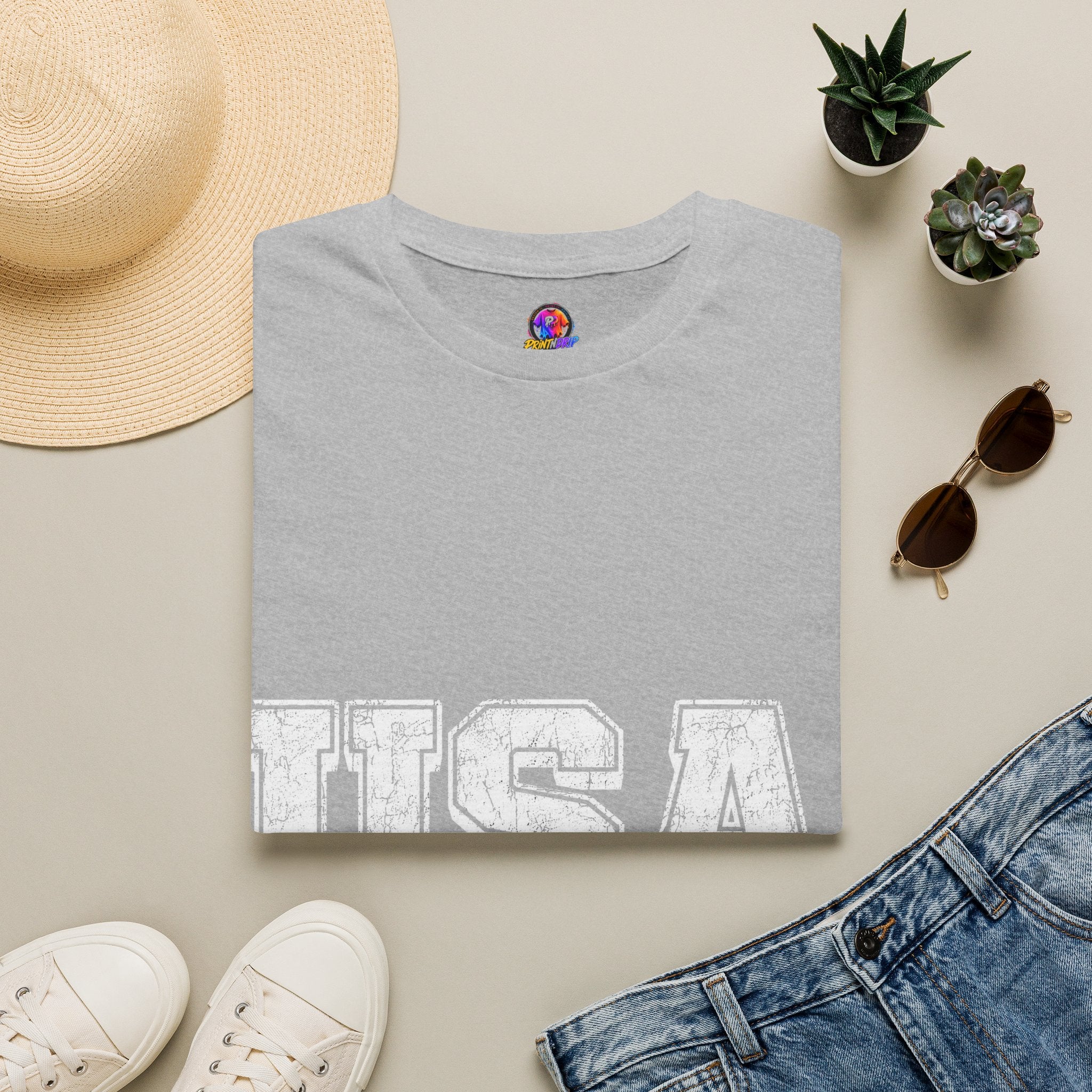 USA Vintage Block T-Shirt — Patriotic Americana Graphic Tee