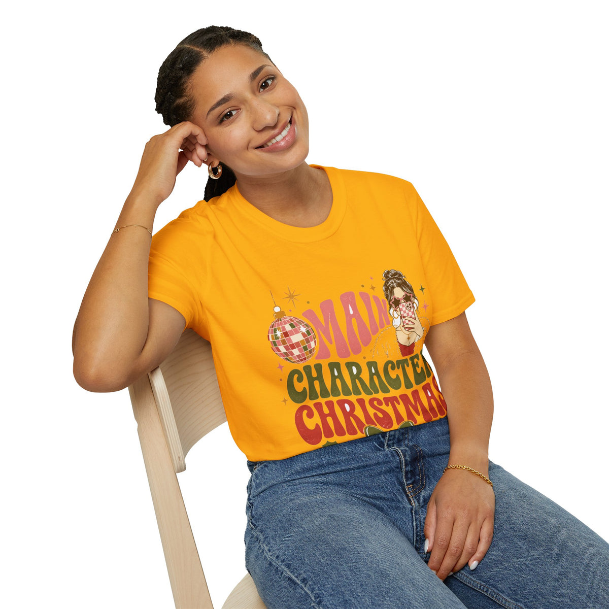 Christmas T-Shirt — "Main Character Christmas" Graphic Tee (Holiday Mom Aesthetic)