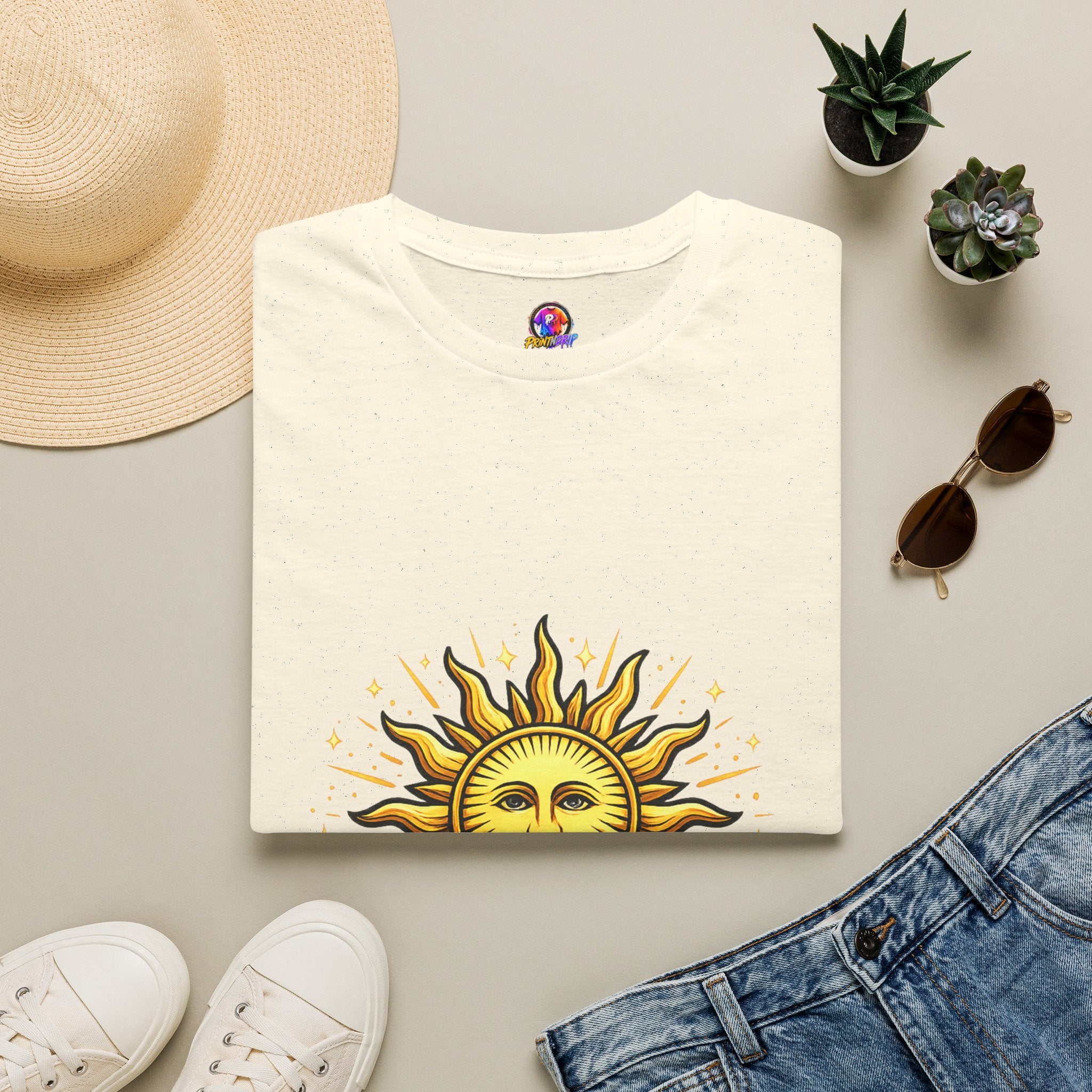 Argentina Sun Face Soccer T-Shirt — Retro Celestial Football Tee