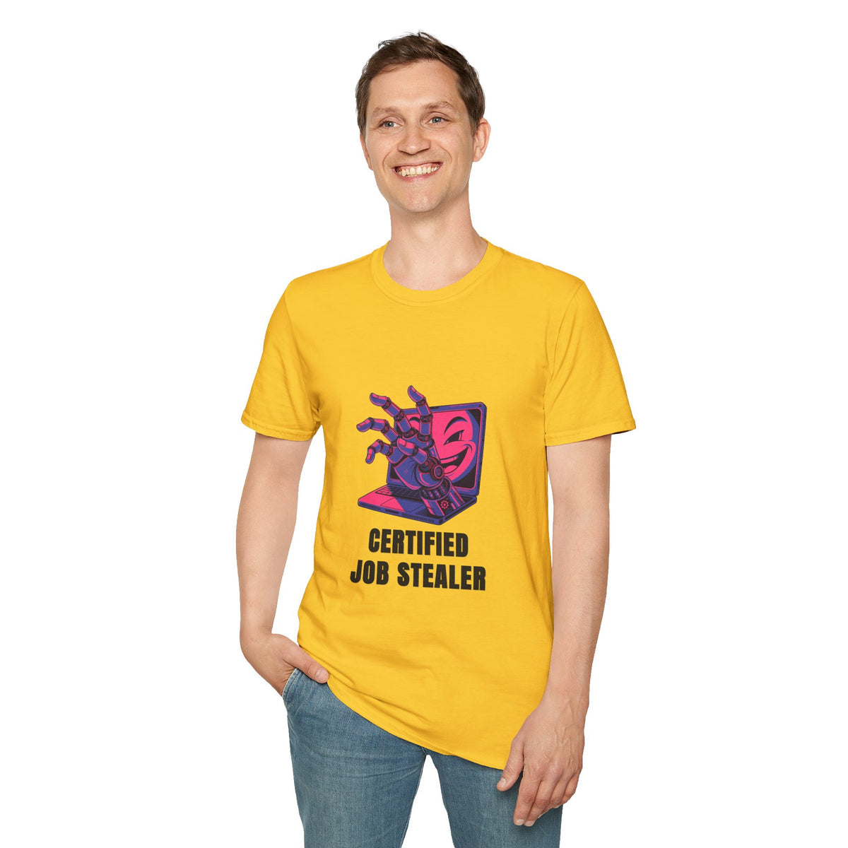 Certified Job Stealer T-Shirt — Retro Cyber Hand Graphic Tee - Trending Now - August 2026