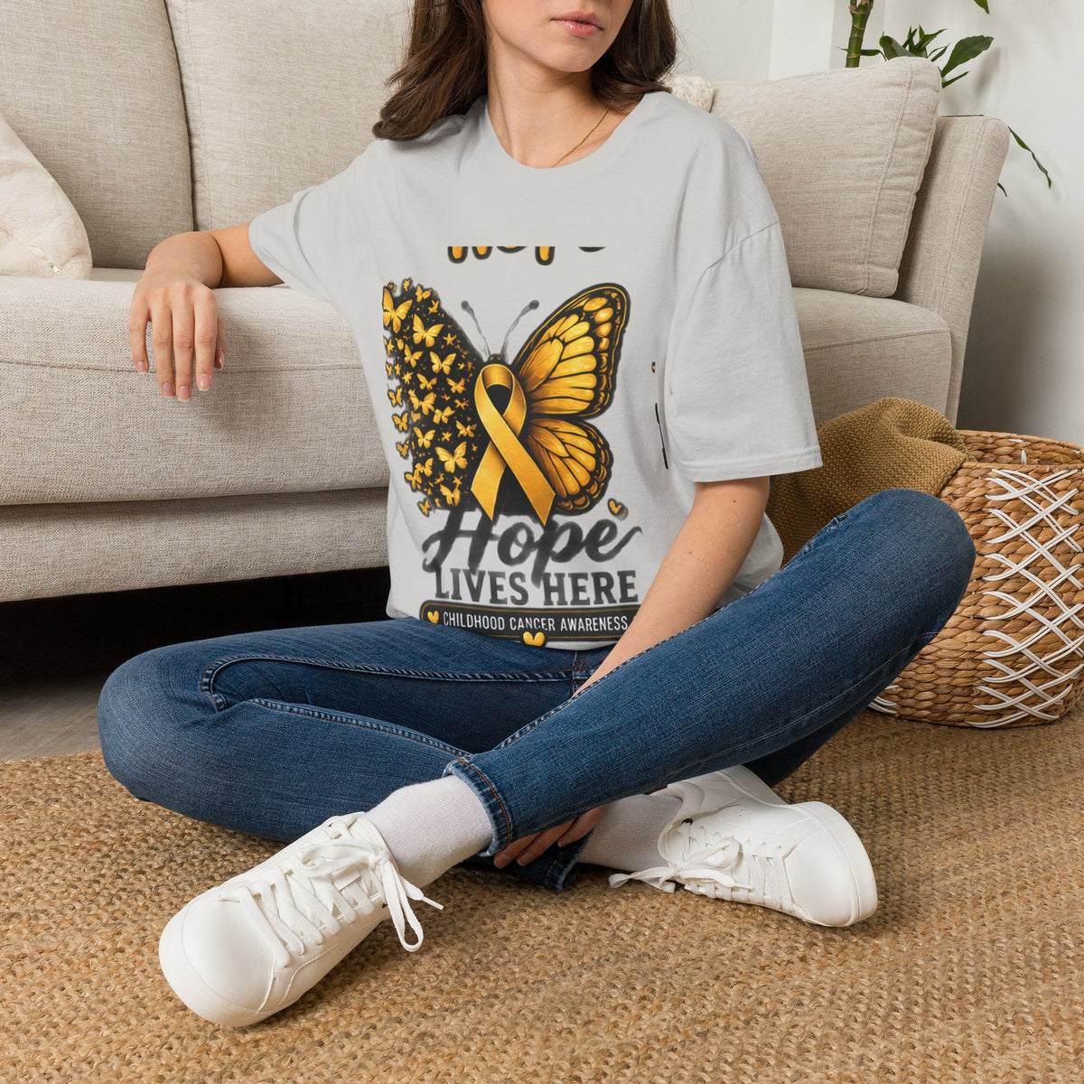 Hope Lives Here Childhood Cancer Awareness T-Shirt
