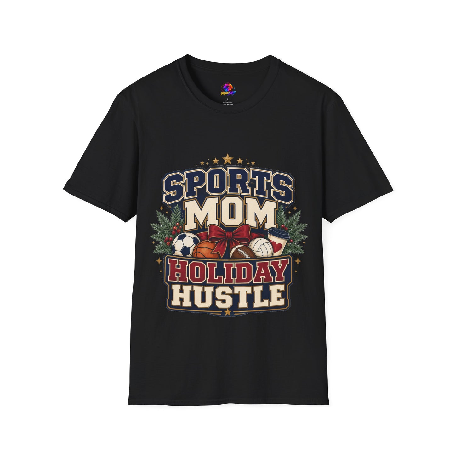 Sports Mom T‑Shirt — "Holiday Hustle" Athletic Mom Tee