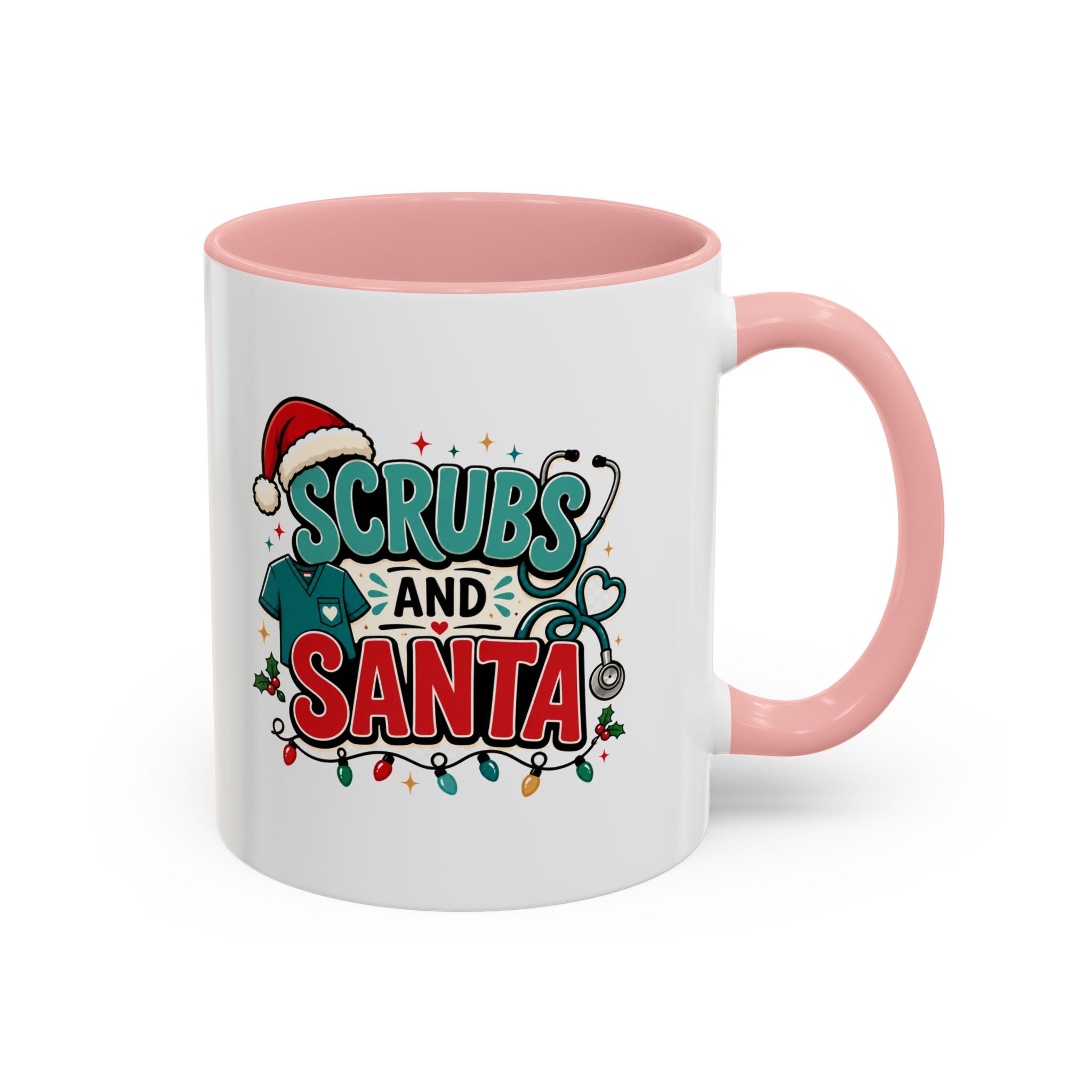 Modern Day Christmas Scrubs and Santa Coffee Mug — Funny Christmas Nurse Gift