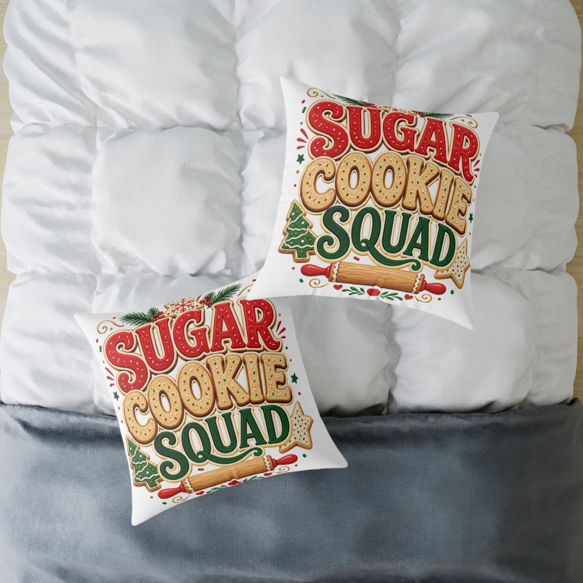 Christmas Sugar Cookie Squad Pillow – Christmas Holiday Decorative Throw Pillow
