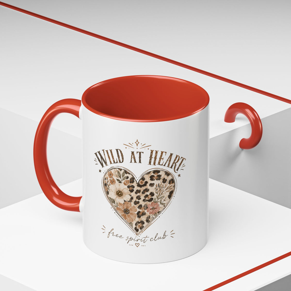 Milo Bailey Dog Dad Mom Wild at Heart Leopard Heart Accent Coffee Mug – Floral Boho