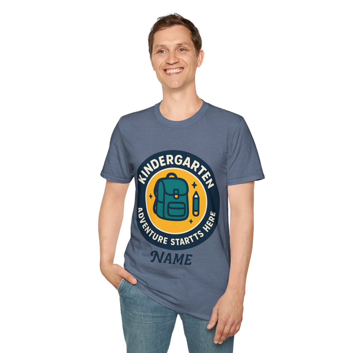 Kindergarten Teacher T‑Shirt – 'Kindergarten' Backpack Badge Design - Trending Now - August 2026